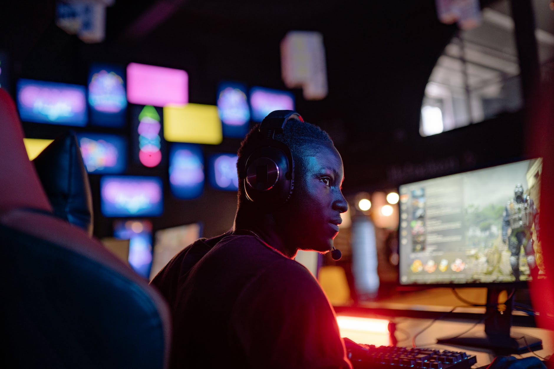 a man playing a computer game