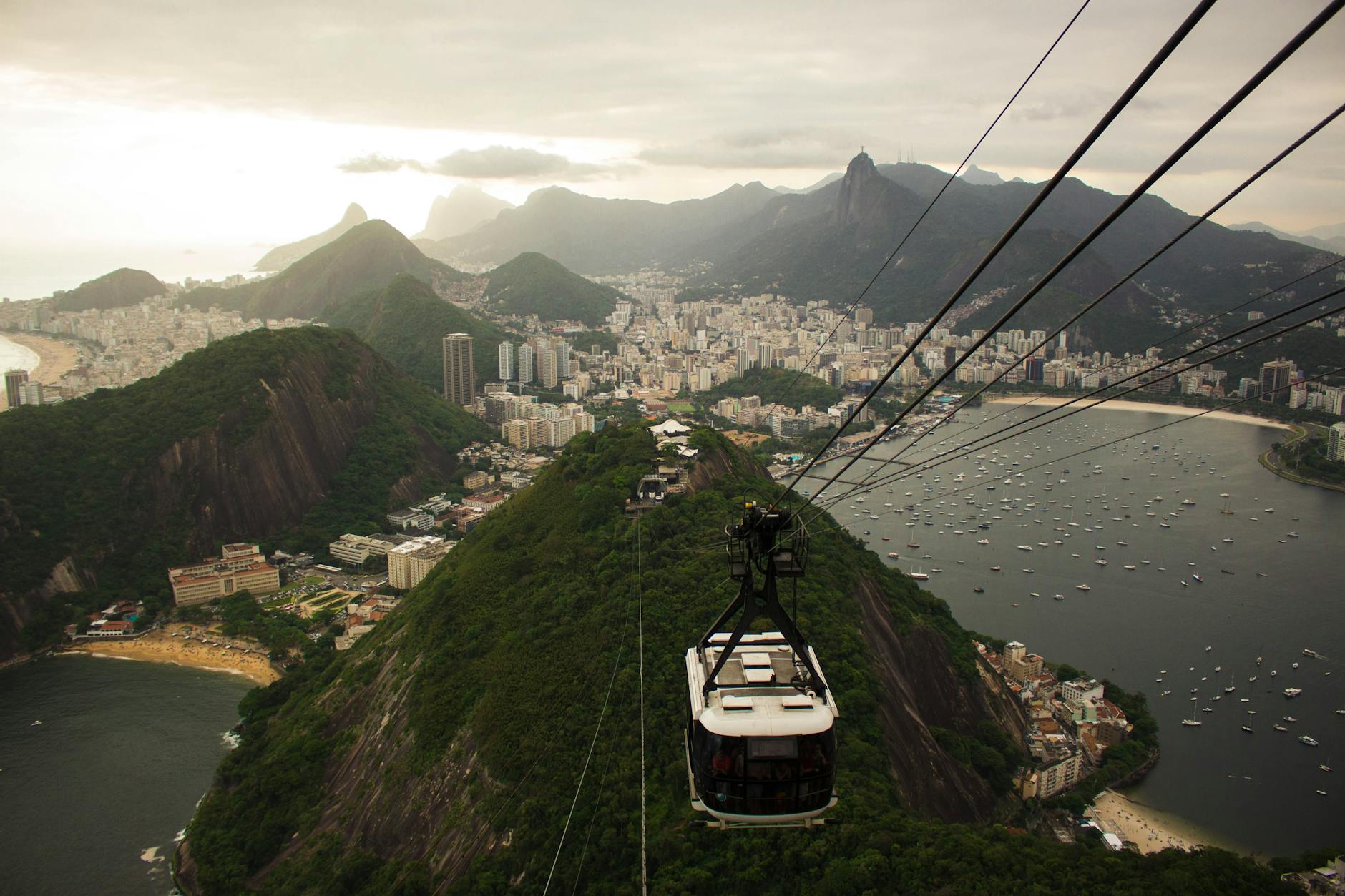 black and white cable car